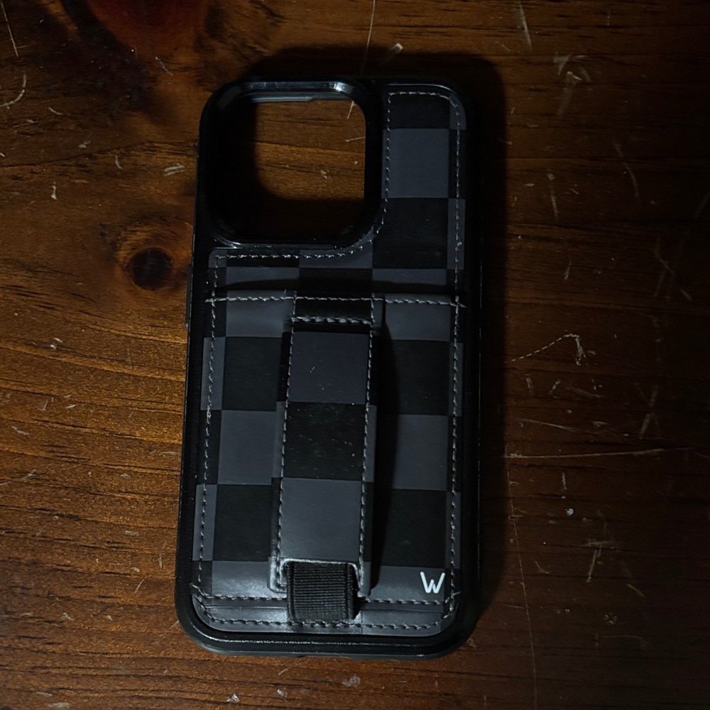 Wallis Black and Dark Gray Checkered Phone Case